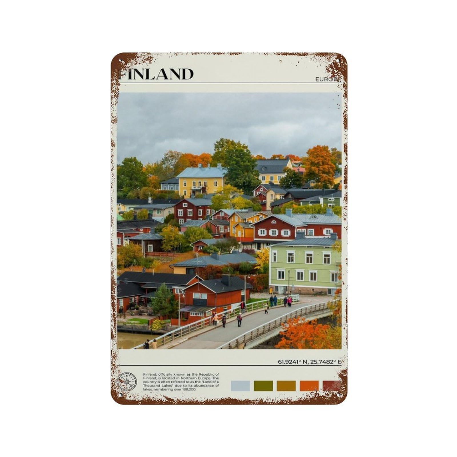xiaoxiaoshen Real Photo Finland Decor Europe Wall Decor Art Metal Tin Poster Modern Home Decor Art Home Bar Shop Decorations Vintage Sign 30x20cm