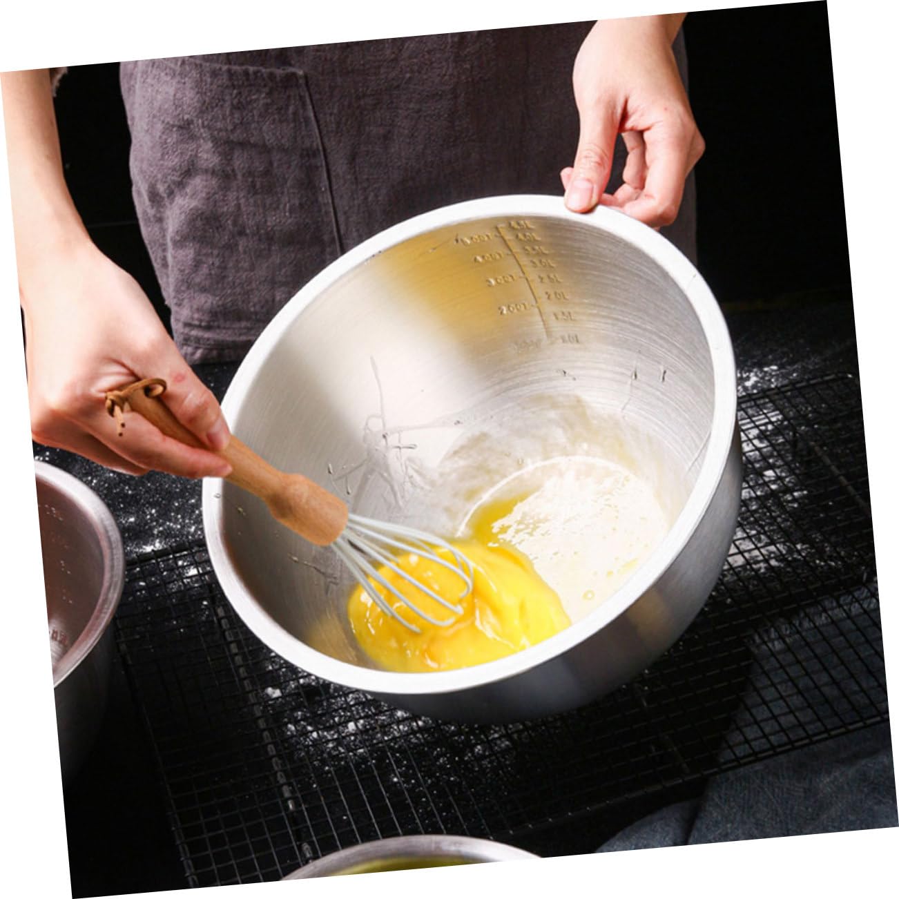 Gatuida Set de Bassines en Acier Inoxydable Multi-fonction avec Passoire Anti-dérapante pour Œufs et Riz, Ustensile Cuisine Ménager Argenté Pratique