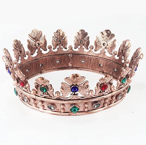 Miniatura 4 de YOVECATHOU Corona real barroca para hombre, corona de pelo de príncipe de metal, círculo completo, accesorios para el cabello para fiesta de