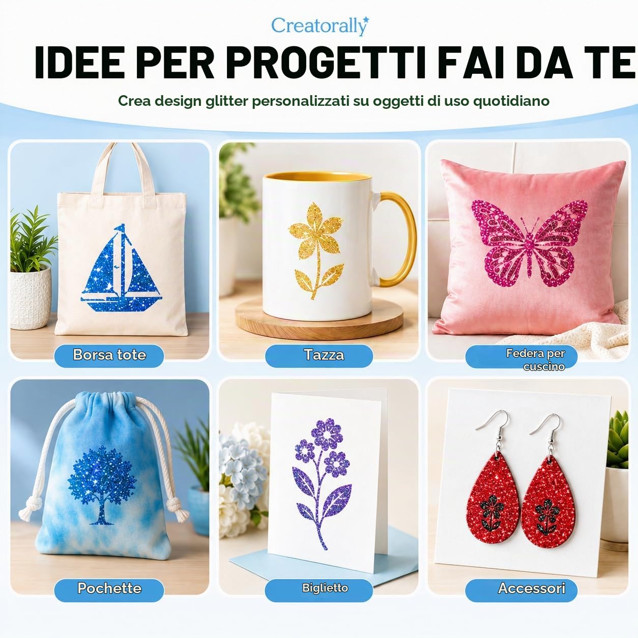 10 Fogli di Trasferimento di Inchiostro Infusibile, 4.5 "X 12" Infusible Transfer Paper, Carta Prestampata a Sublimazione per DIY Tazza e Vestiti (Glitterato)