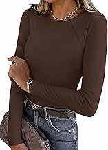 Long Sleeve Women's Tight Thermal Long Sleeve Shirt Women's Slim Fit Long Sleeve T-Shirt Crew Neck with Raglan Sleeves Thin Thermal Underwear Basic Tops S-XXL