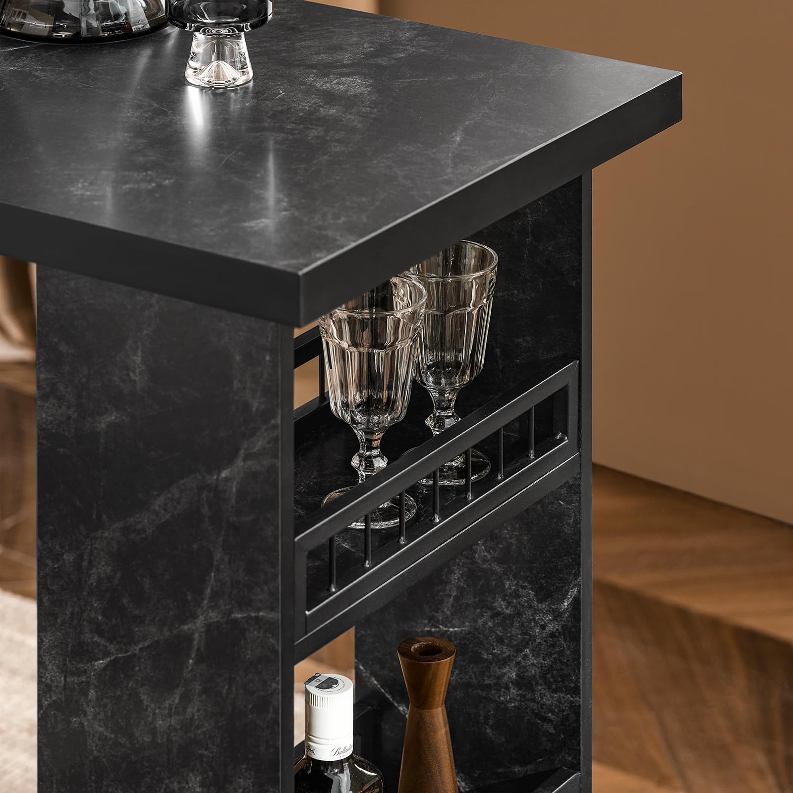 SoBuy Tavolo alto bar Tavolo da pranzo Tavolo da balcone Penisola cucina Nero 120x50x105cm FWT100-SCH
