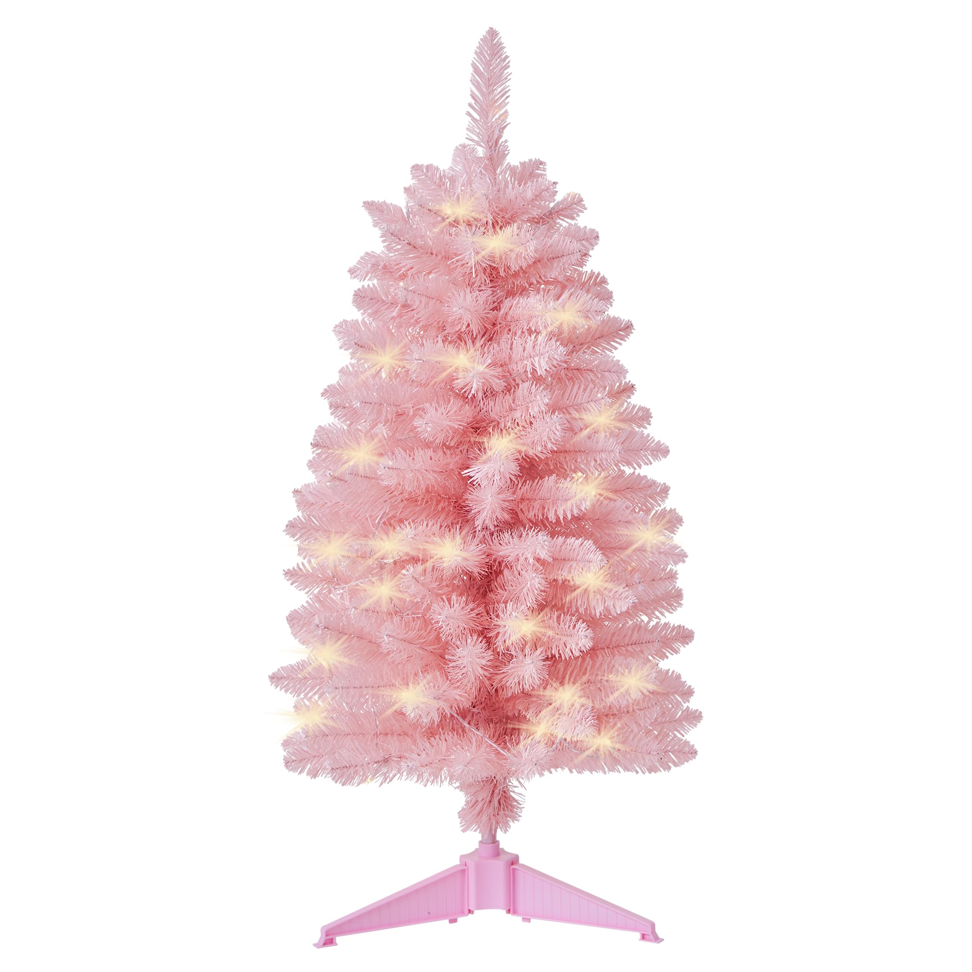 Pre-Lit Artificial Christmas Tree 3Ft, Battery Operated Desktop Xmas Tree with 50 LED 160 Branch Tips Mini Christmas Tree Decoration Indoor Outdoor