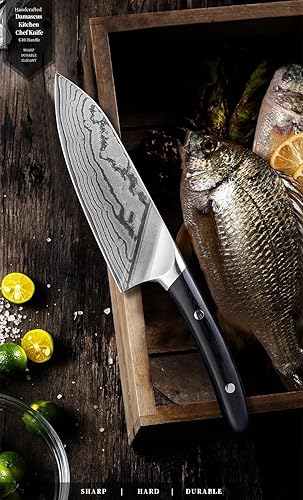 Miniatura 7 de BIEMBI Cuchillo de corte de carne de chef de 6 pulgadas Cuchillos de chef de 67 capas VG10 de acero de Damasco para rebanar cuchillo de cocina