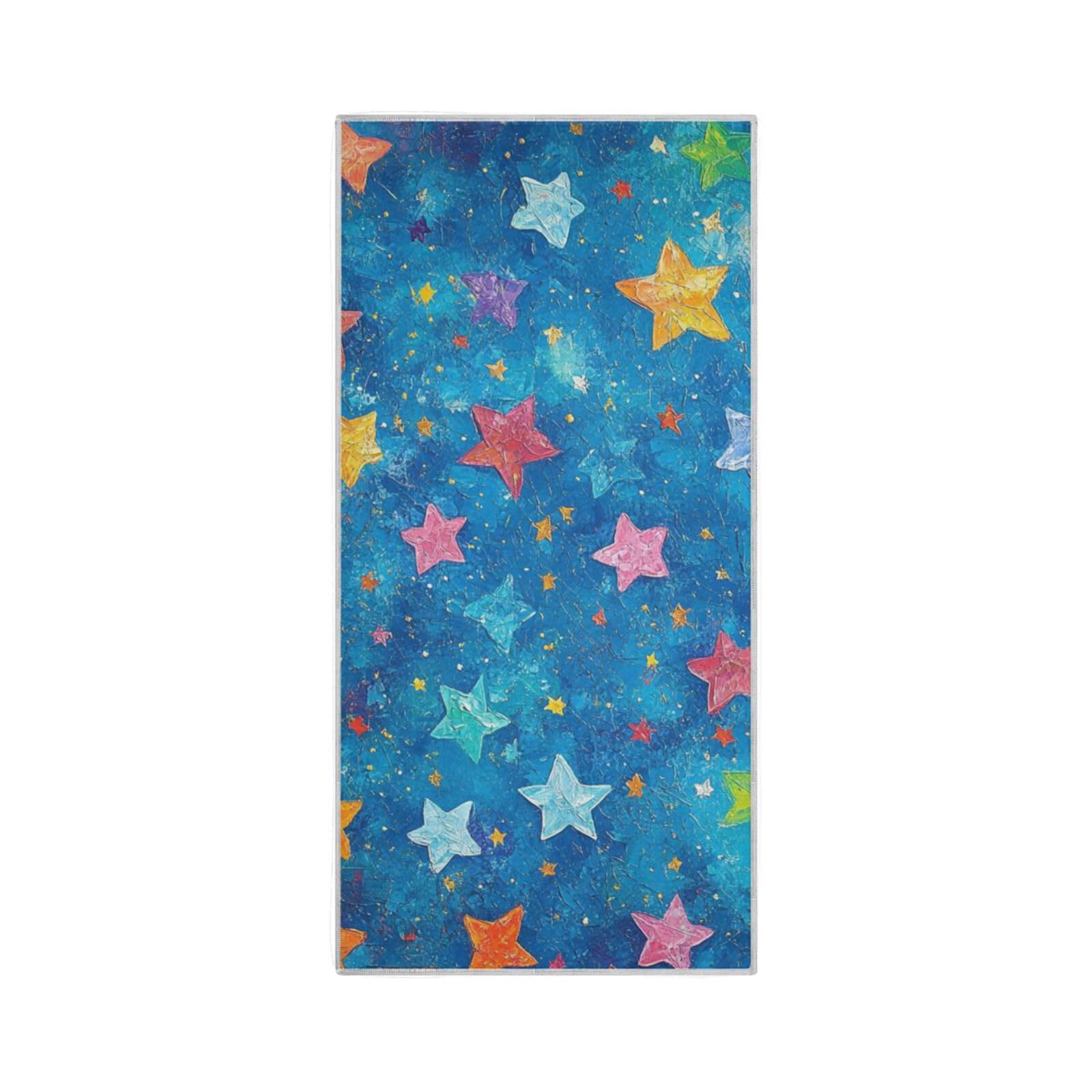 Yoogain Blue Color Oil Painting Stars Towels Bathroom Microfiber Quick Dry Towel Set washcloths Gym Towels Pack Sport Towel 30