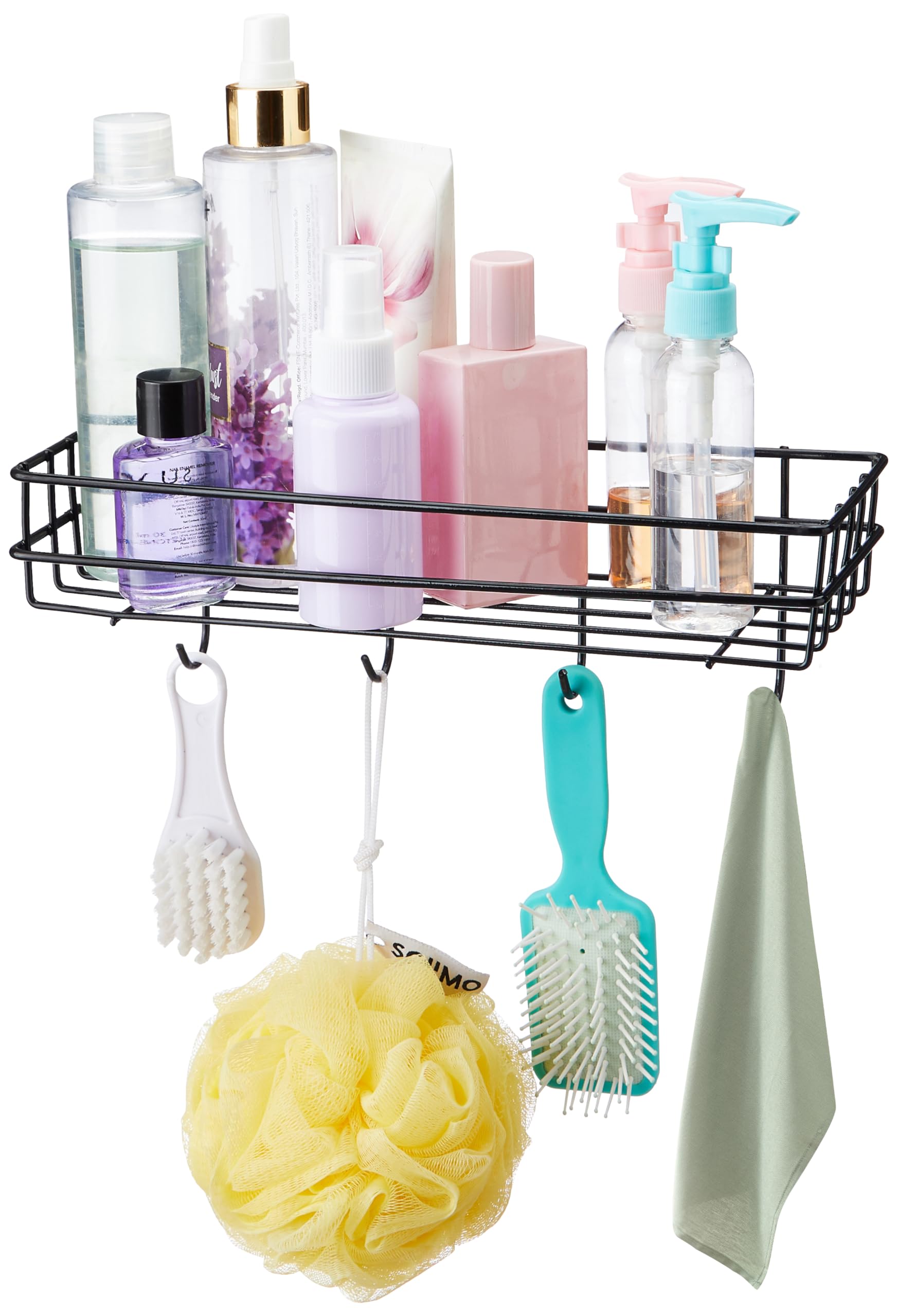 Amazon Basics Self-Adhesive Multipurpose Bathroom Shelf with Hooks, Towel Holder, Rack, GI Steel, Wall Mount, Powder-Coated, Black (B0C52YLZGN) Amazon Price History, Amazon Price Tracker