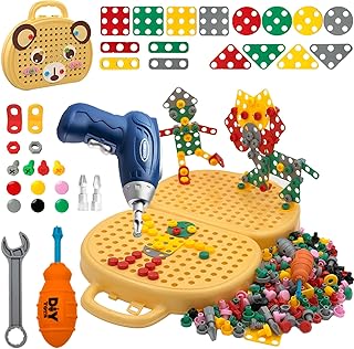 PICKONA 204 Pieces Magic Montessori Toy Box, Montessori Toy Box for Children, Montessori Toy Box with Drill, Creative Mosaic Design, Building Blocks, DIY Set with Storage Box