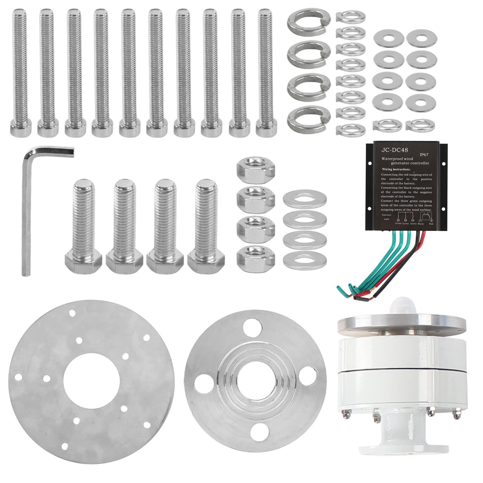 Garosa Kit di Eoliche a 5 Pale da 100 W Generatore di Energia Eolica per Barche Ricarica con Bassa velocità di Avvio 2 M/s Corpo in Acciaio Legato Bianco per Cabine di Barche (48V)