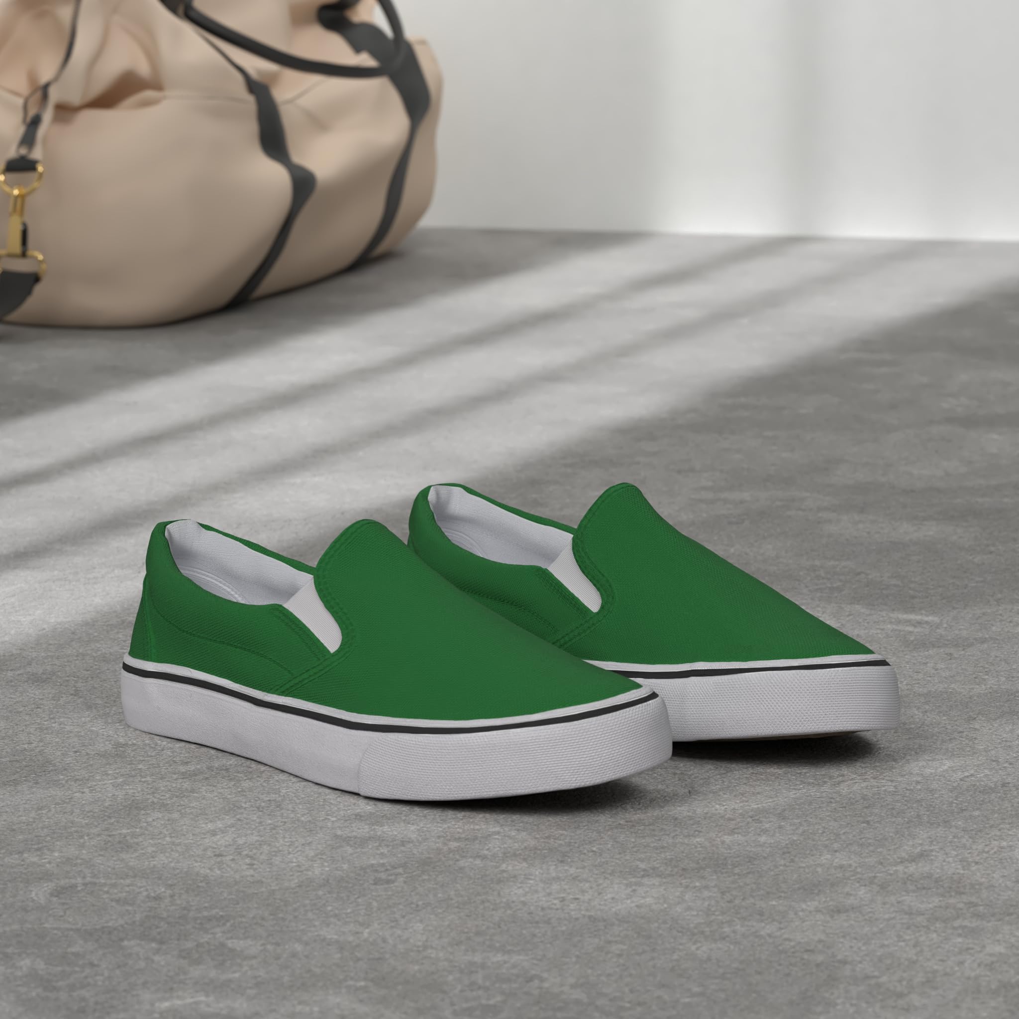 Emma Shoes Low-Top Slip Ons Women's Fashion Sneakers Casual Canvas Sneakers for Women Comfortable Flats Breathable Padded Insole Slip on Sneakers Women Low Slip on Shoes, Emerald Green, 9