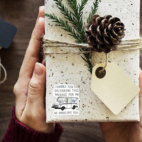 Miniatura 5 de Muminglong Calcomanía de 1.5 pulgadas con texto en inglés "Thank for Delivering This Package for Me", adhesivo de correo para el cartero, correo