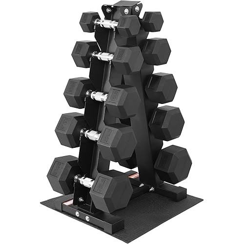 Fitvids Rubber Coated Hex Dumbbell Set with Storage Rack, 100/150/200/550 LB Hand Weight Set with Anti-Slip Grip for Home Gym