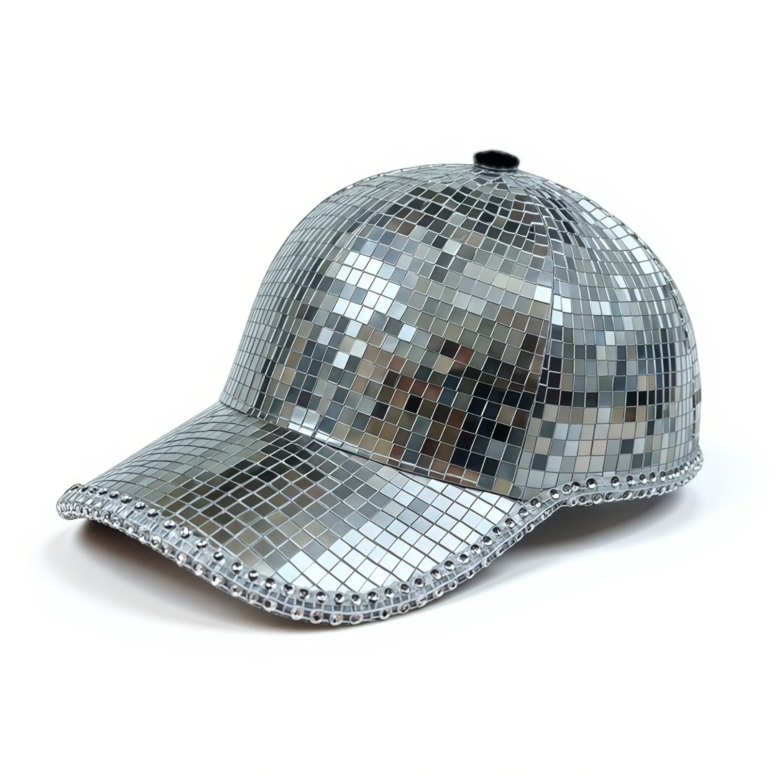Faschingshut Damen mit starker Lichtreflexion für Karneval & Mottopartys, Pailletten Hut Damen mit Glaseinsätzen zur Lichtreflexion, Glitzer Hut Herren perfekt für Bars & Nachtclubs zum Hervorstechen