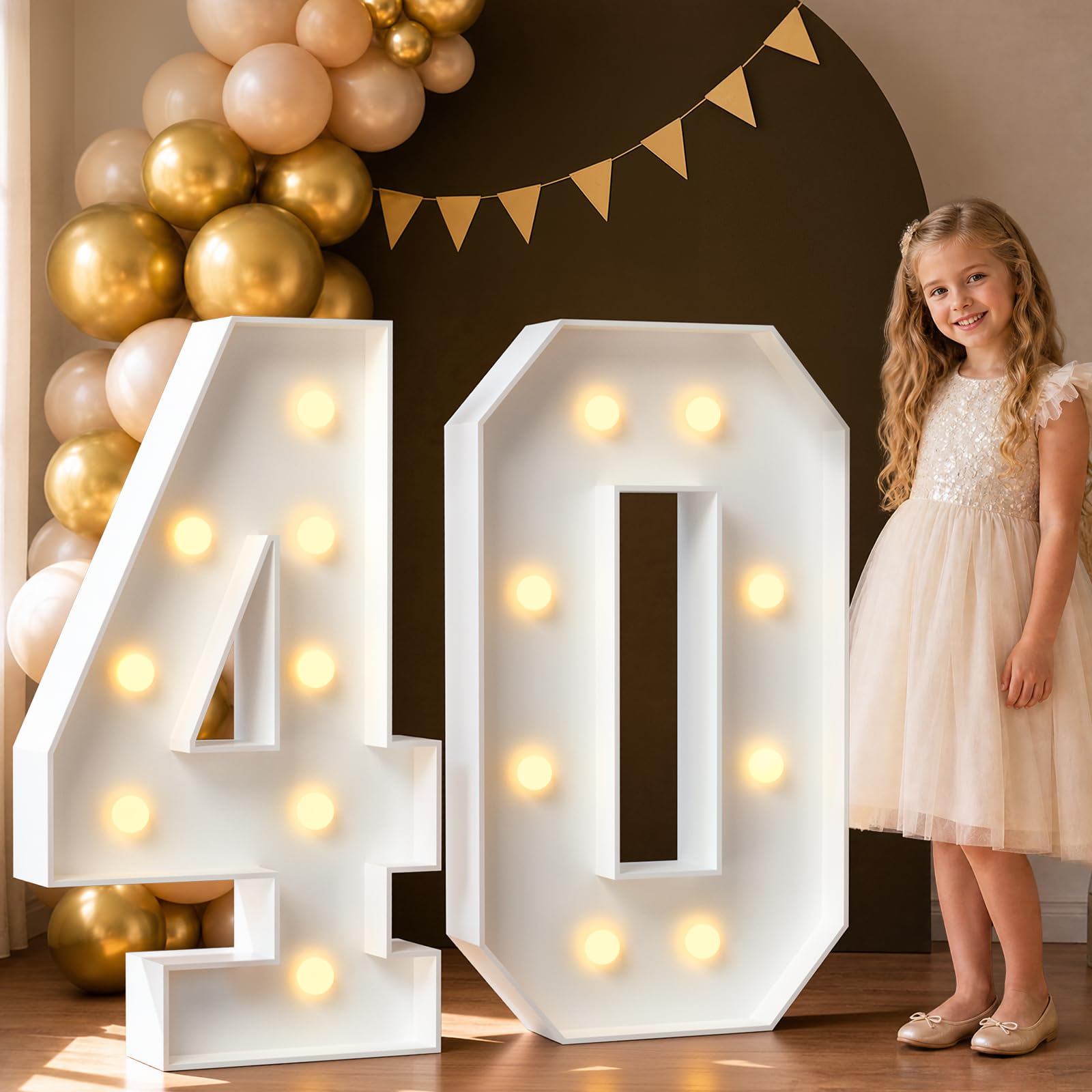 Photo 1 of Mixifox Marquee Numbers 40 Light Up Sign, 3FT White