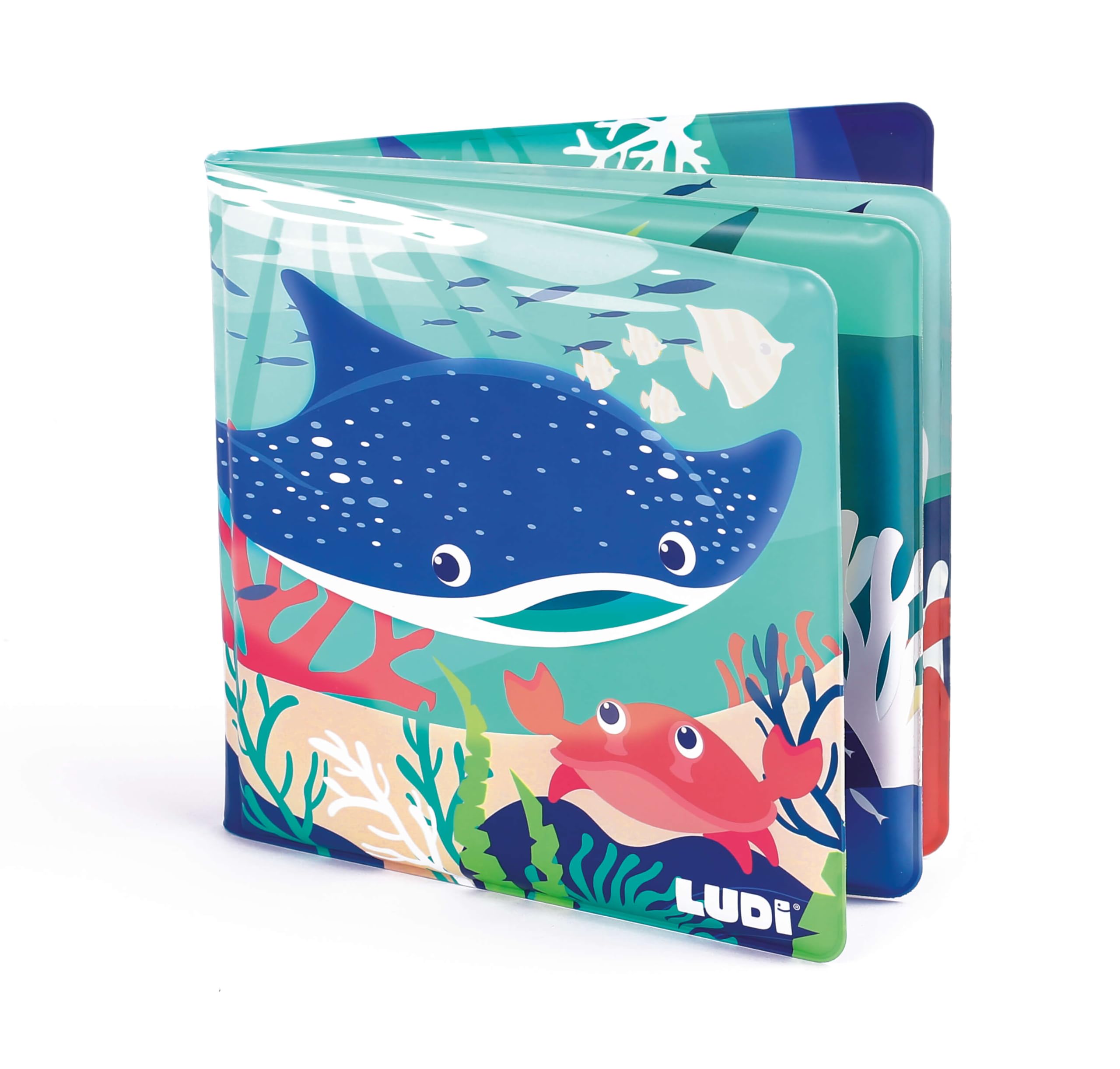 Ludi - Livre De Bain Magique - 12 Animaux Marins Et Coraux - À Décourvrir Au Contact De l'eau - Dès 10 Mois - Découverte, Motricité Fine Et Réflexion - Thème Marin - 1