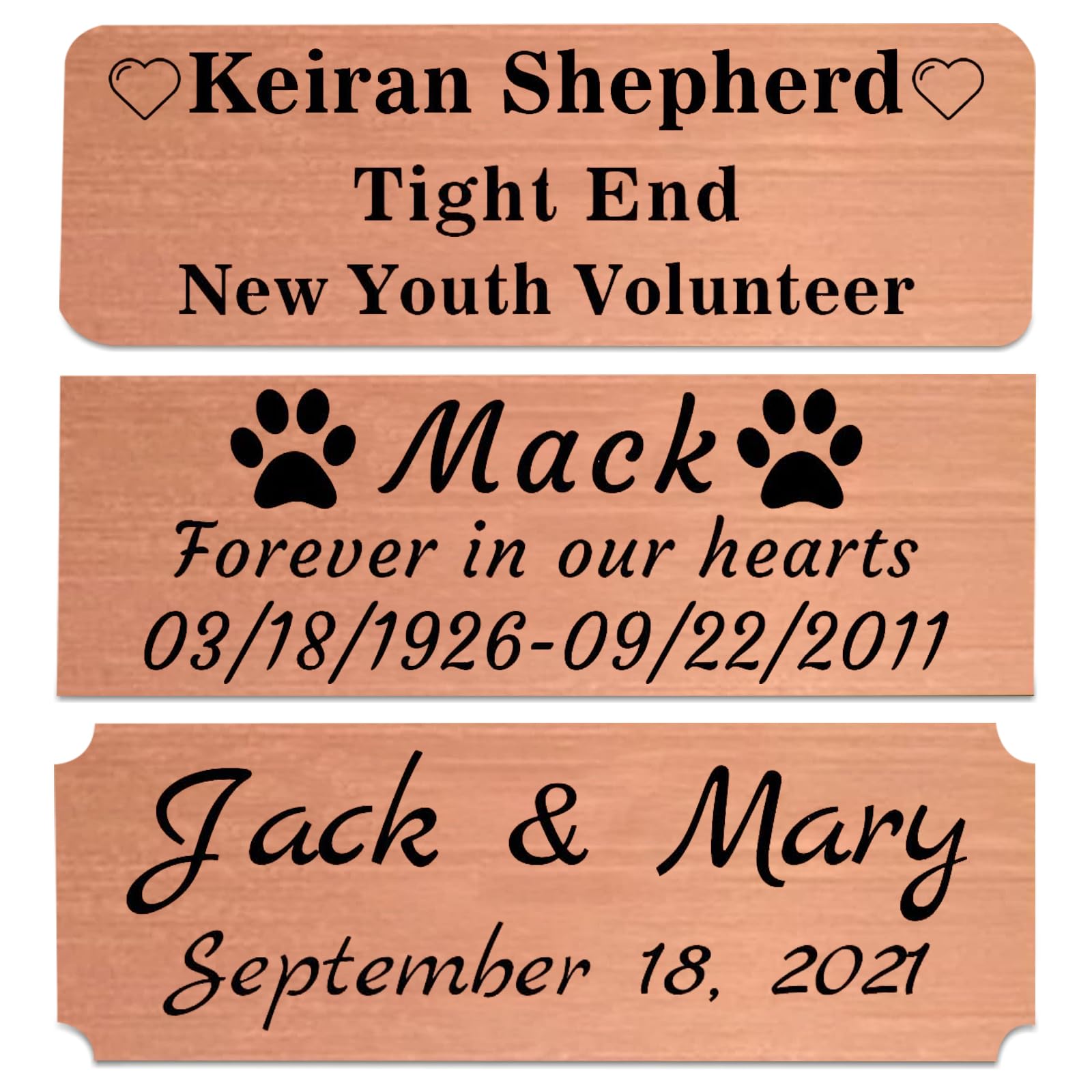 Docvania Personalized Name Plates, Custom Engraved,Custom Engraved Tag, Name Plaque,Round,Square or Notched Corners, Multiple Sizes and Colors