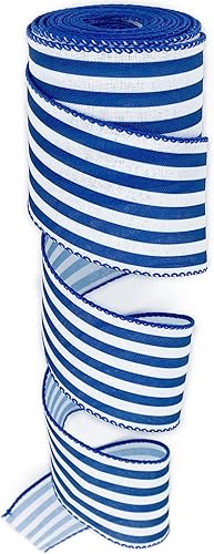 Miniatura 6 de Leecogo Cinta de Pascua con alambre, 2 1/2 x 10 yardas, cinta de rayas blancas y negras para Navidad, corona, primavera, verano, boda, baby shower