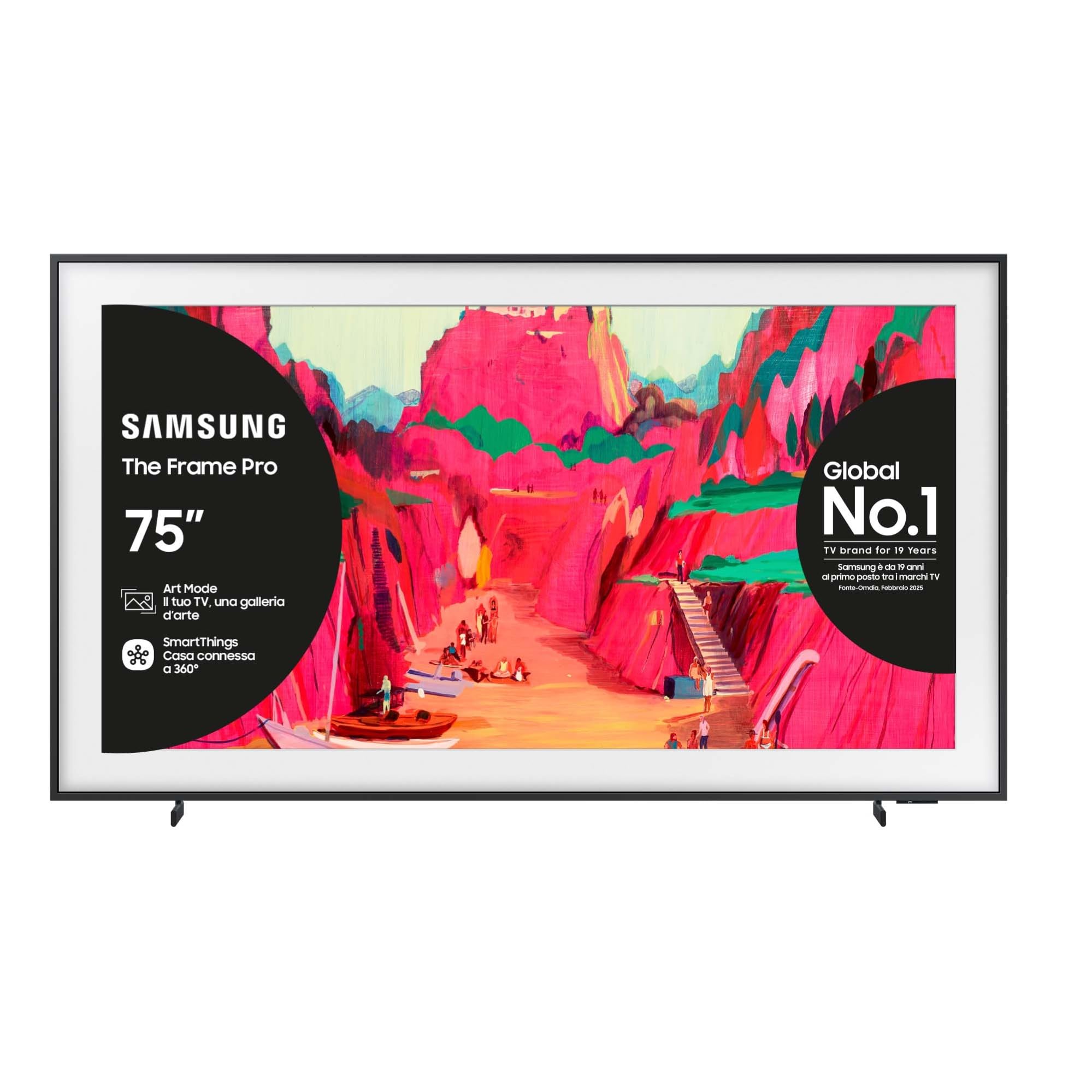 Samsung The Frame Pro 4K Vision AI Smart TV 75'' QE75LS03FWUXZT Modern Frame Design con Wireless One Connect; AI Upscaling, Art Mode, Matte Display, PACCHETTO INTRATTENIMENTO, 2025
