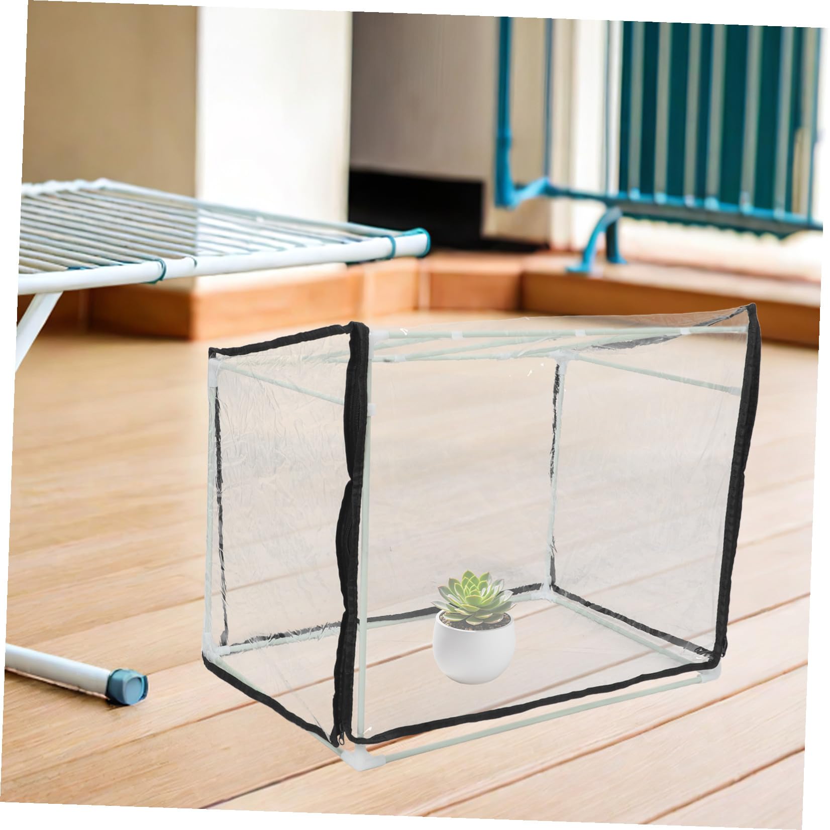 Petite Serrage à Semis Résistante aux Intempéries 60X40X40 CM, Mini Serrage de Jardin en Fibre avec Bâche Transparente, Protection Le Gel pour Fleurs et Légumes en Intérieur et