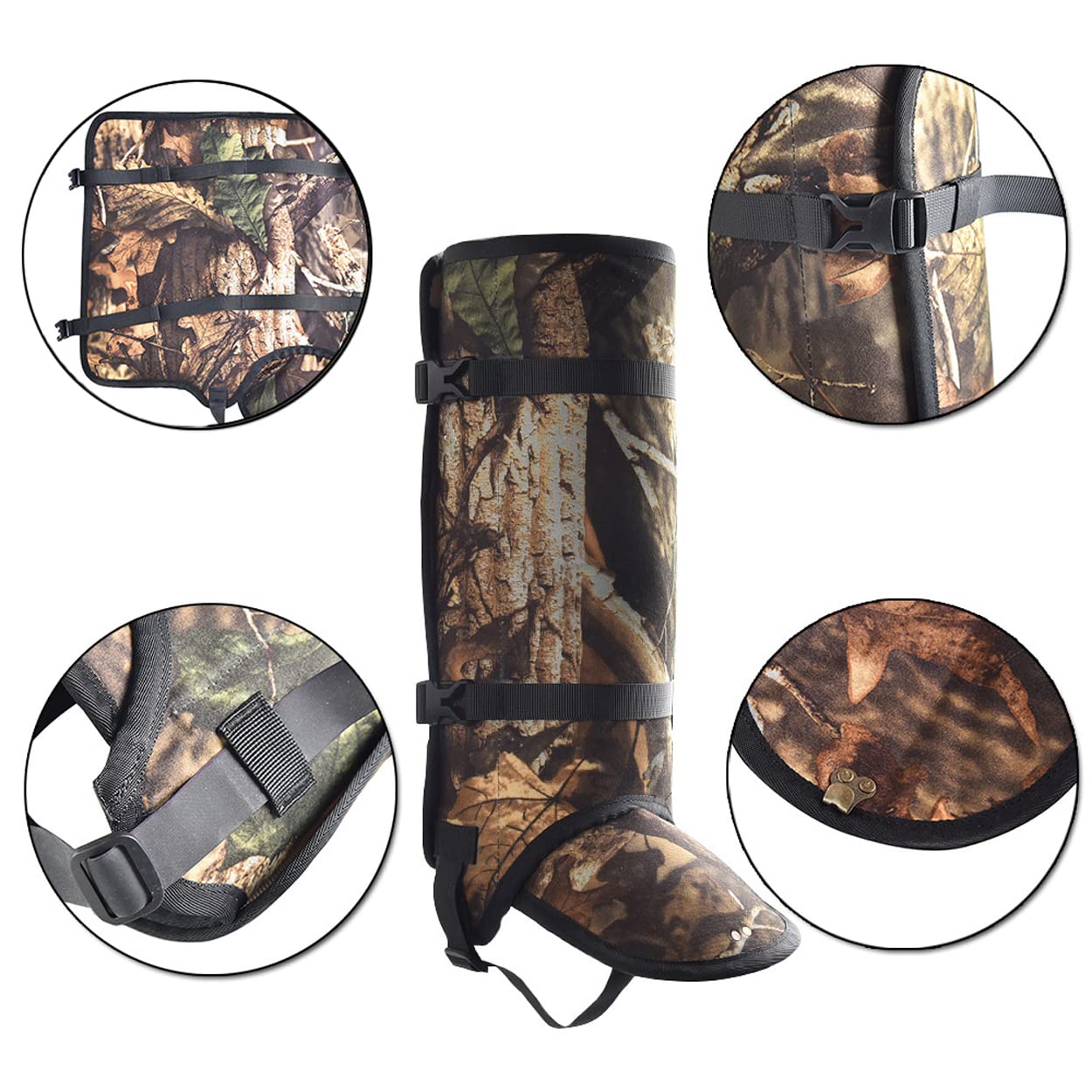 LANGWEI Polainas De Caza De Camuflaje, Polainas Impermeables Gruesas Ajustables para Botas De Nieve, Polainas De Serpiente Antidesgarro para Hombres, Mujeres, Caminar, Escalar, Esquiar