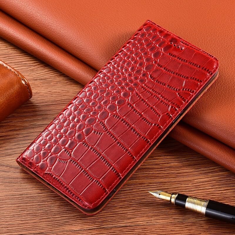 Étui rouge pour Samsung Galaxy S20 Ultra protection cuir véritable croco pour le quotidien
