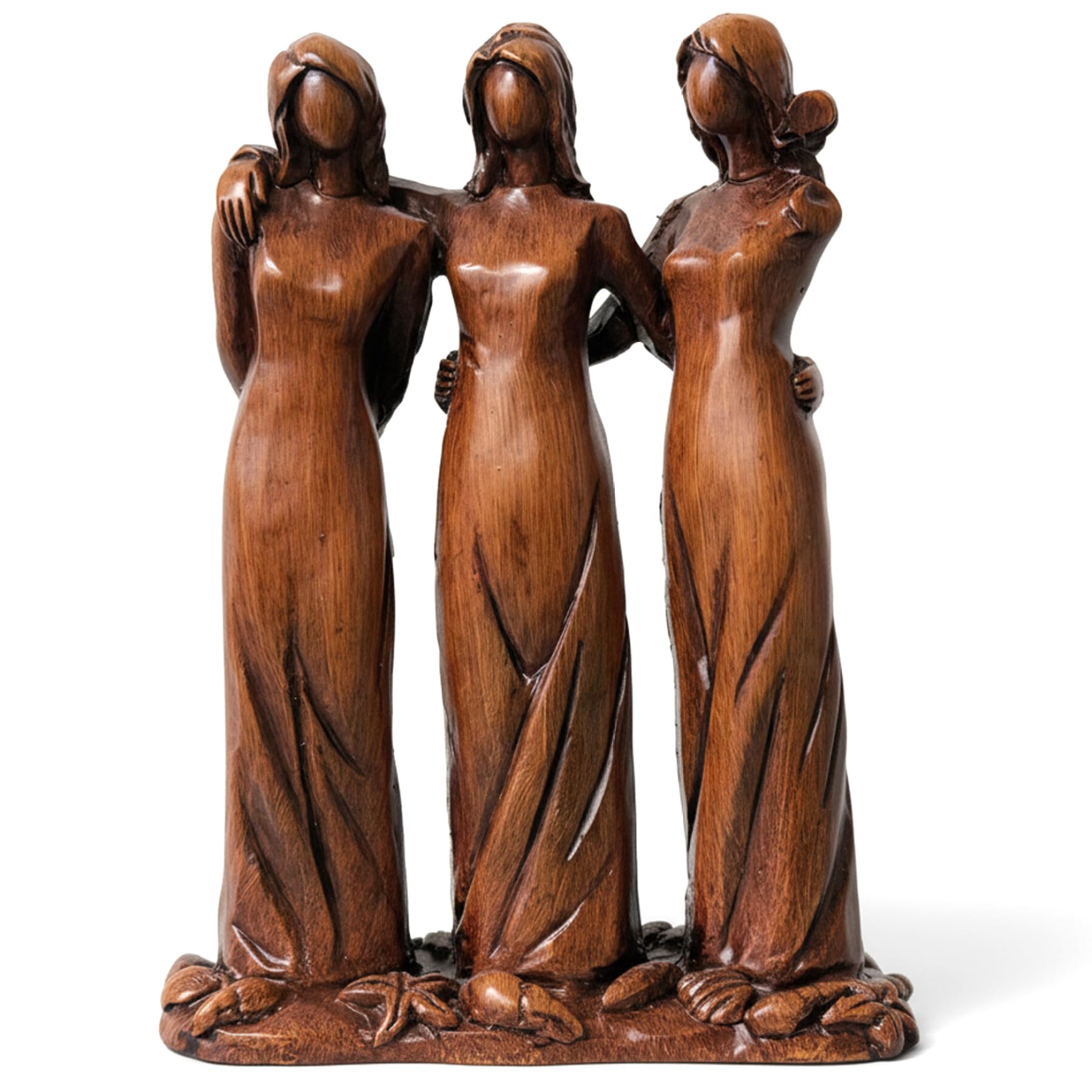 Ginwrek Sister Statue Sisters Sculpture Resin Sister Figurines, Symbolizing Friendship & Unity, Brown Statue for Home & Office Decor, 5.3" x 3.7", Three Sisters