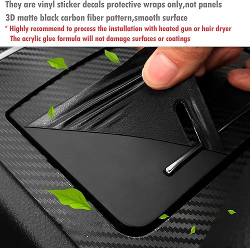 Miniatura 3 de Cubierta de vinilo para consola central para tablero de instrumentos de fibra de carbono, color negro mate, interior precortado, panel de consola,