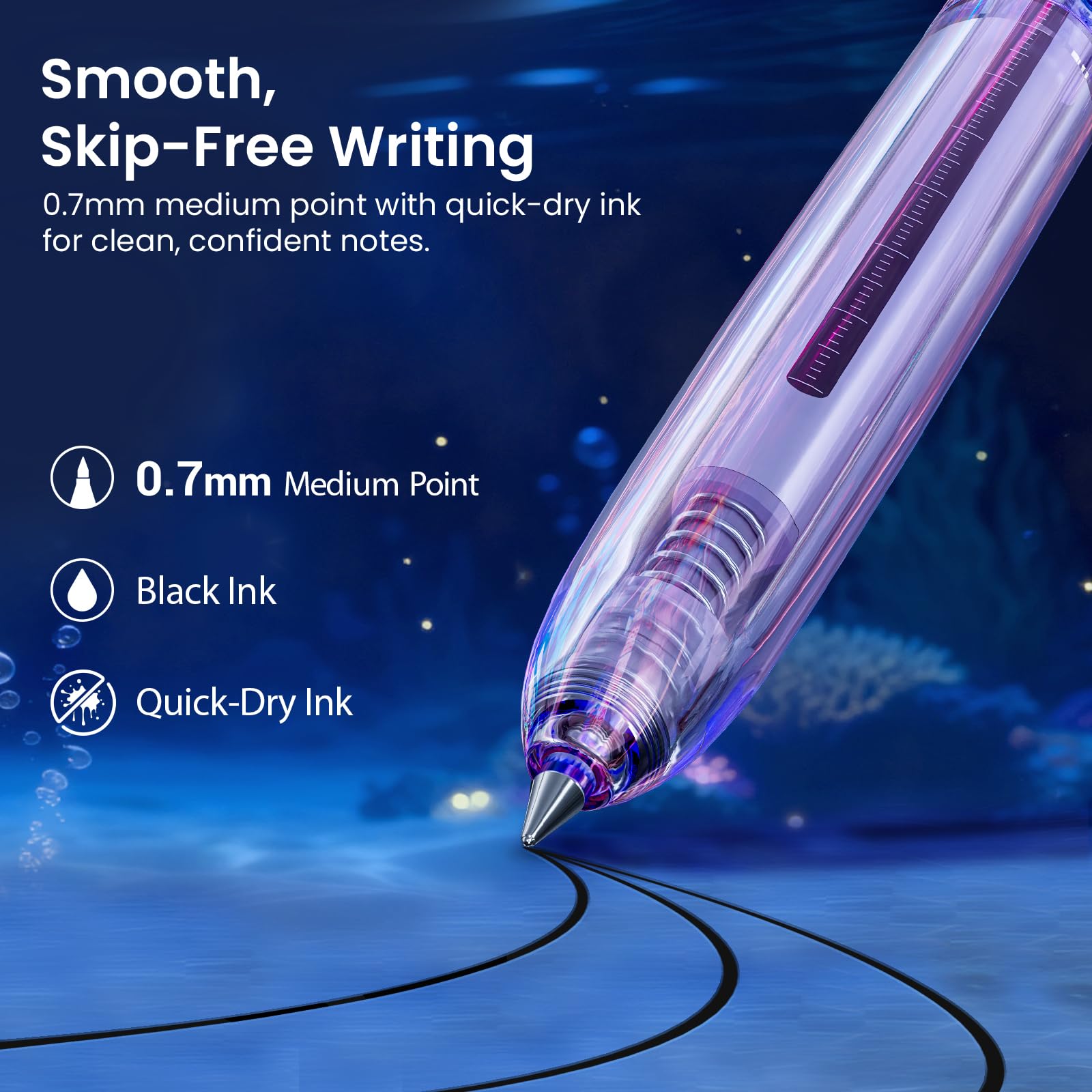 Amazon.co.jp: WRITECH ジェルペン 中字：蛍光ペンセット 0.7mm、黒
