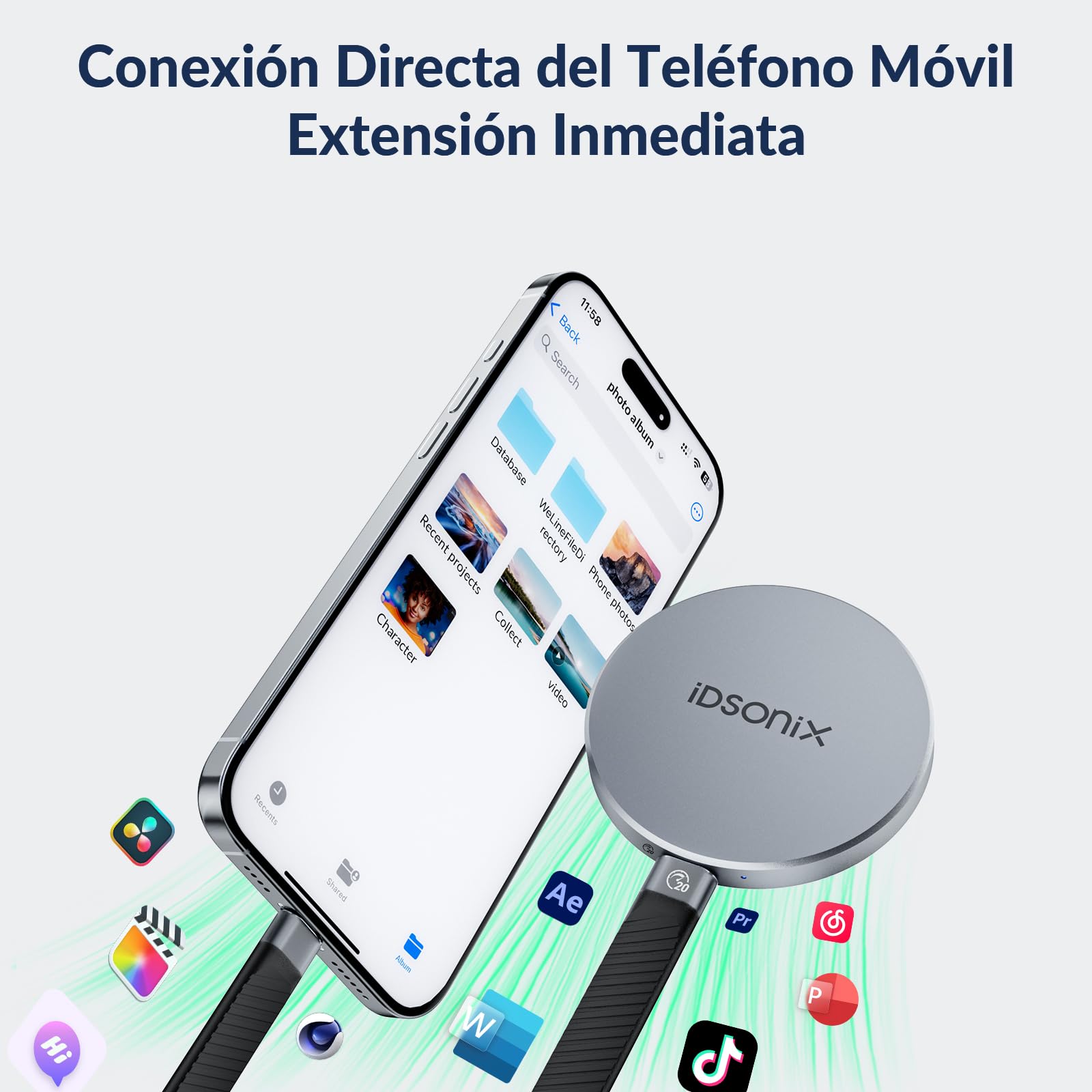 iDsonix SSD Externo 2TB, Magnético Portátil SSD, USB3.2 Gen2x2, Lectura de hasta 2000 MB/s y Escritura de 1800 MB/s, Disco Duro Sólido Externo para iPhone 15 Series, PS5, Android, Xbox, Mac, PC