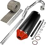 GREHUA 28mm Exhaust Muffler with Heat Wrap Compatible with 50cc 70cc 90cc 110cc 125cc CRF50 CRF70 XR50 SSR110 SSR125 Taotao DB10 DB14 Baja Xpro Apollo Rocketa TTR SDG Coolster Pit Dirt Bike Parts