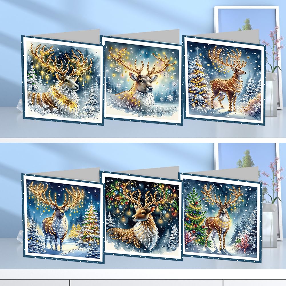 SPEPROECO DIY Diamond Art Christmas Cards, 5D Handmade Diamond Art Kits for Family and Friends (Christmas Elk)