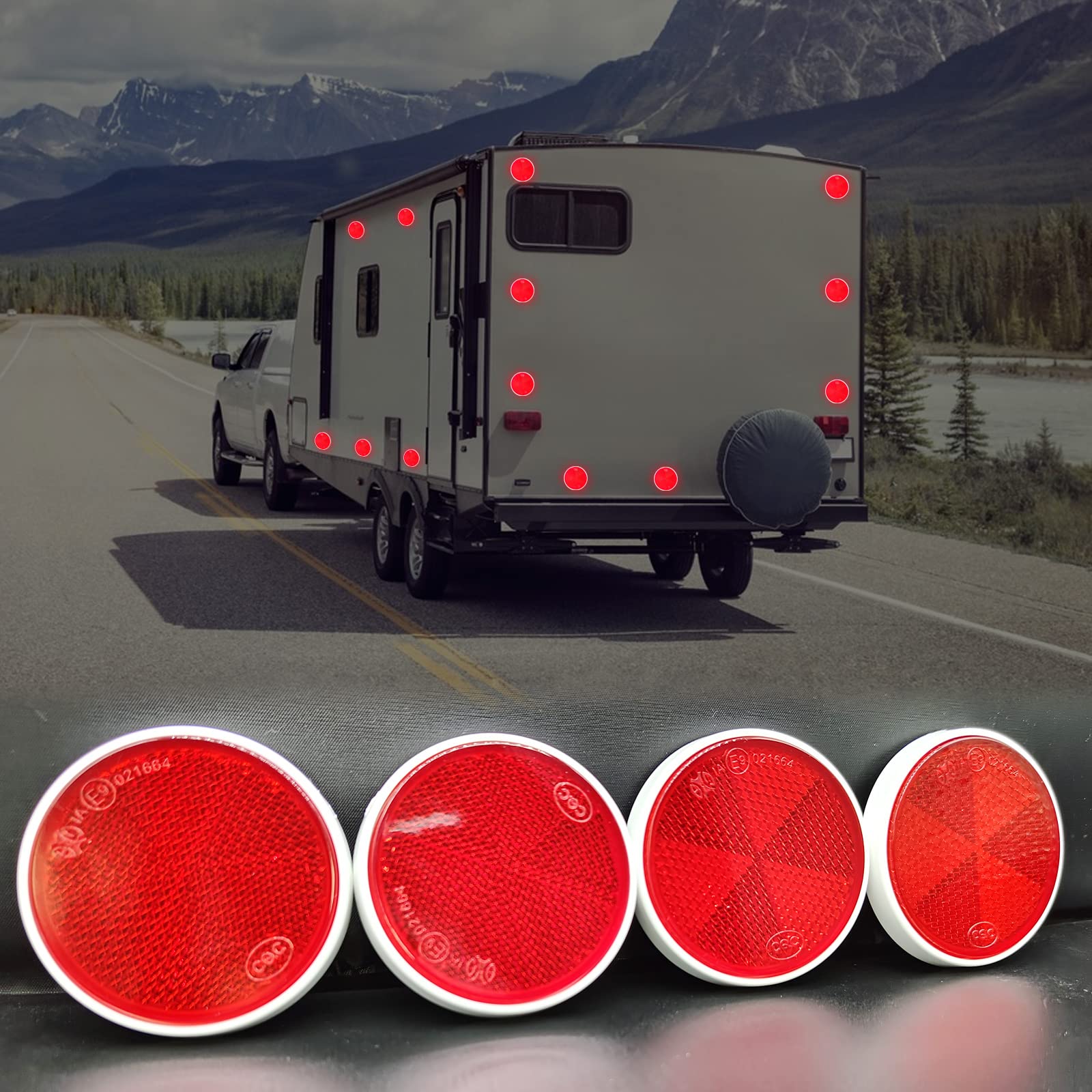 Catadiottro Rotondo Per Rimorchio - Diametro 8.4cm, Bianco, E-mark Approvato, Con Viti