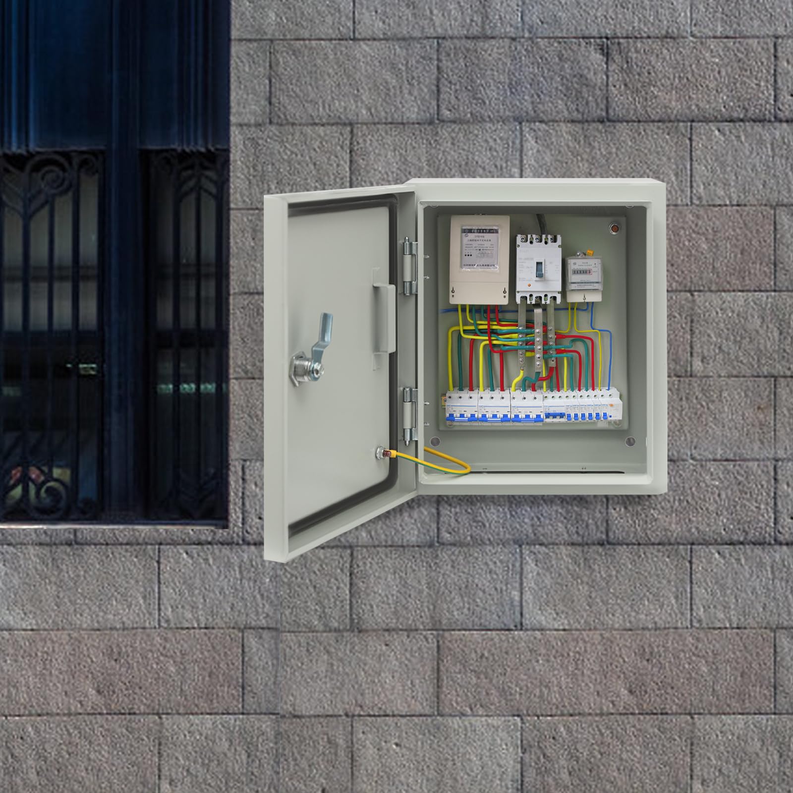 Verteilerkasten Verteilerdose 25 * 15 * 30cm Elektrische Box mit Schloss | mit IP50-55, korrosionsbeständig für Baustelle, Gewerbe, Haushalt, öffentliche Einrichtungen