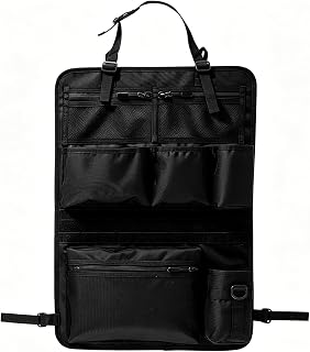 Tactical Car Seat Organizer 42x62cm Car Seat Organizer with Molle System Back Protector with Pockets, Mesh Pockets and Cup Holder for SUV, Jeep, Travel