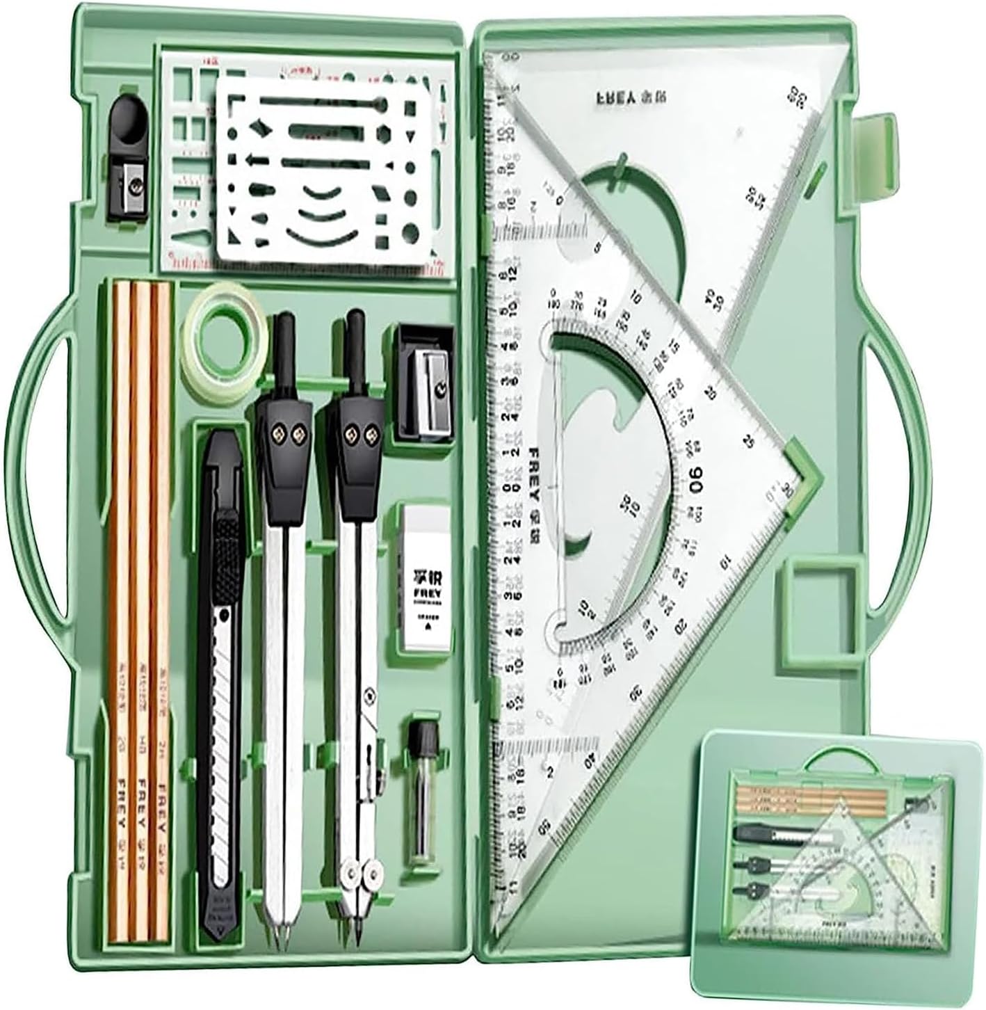 Amazon.com: HERSIL Geometry Set with Swing Arm Protractor Divider Set ...