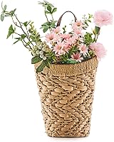 Handwoven Water Hyacinth Wall Hanging Basket - Boho Front Door Organizer for Dried Flowers, Plants & Farmhouse Decor