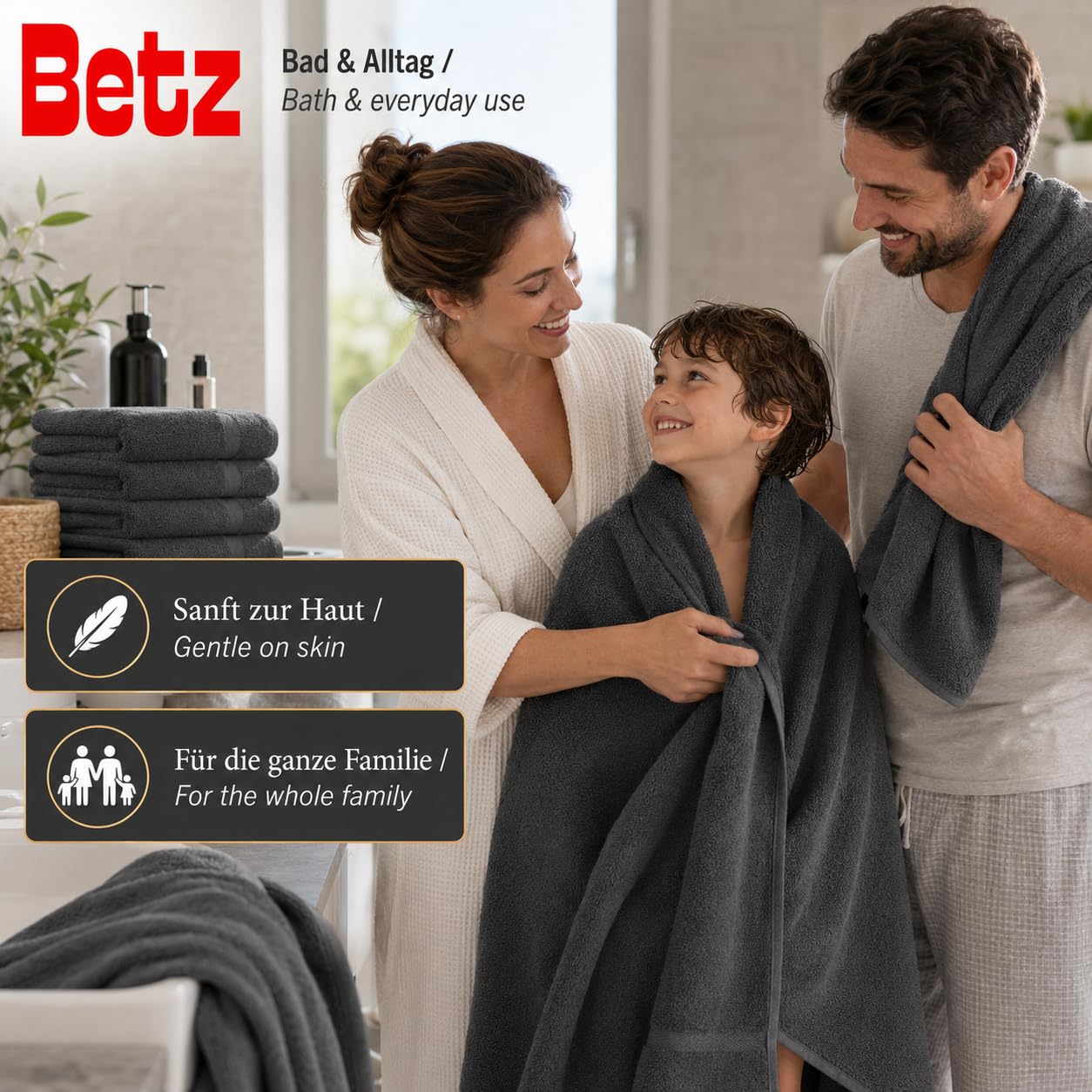Betz 6er Handtuch Set Premium – 4 Handtücher 50x100 cm – 2 Duschtücher 70x140 cm