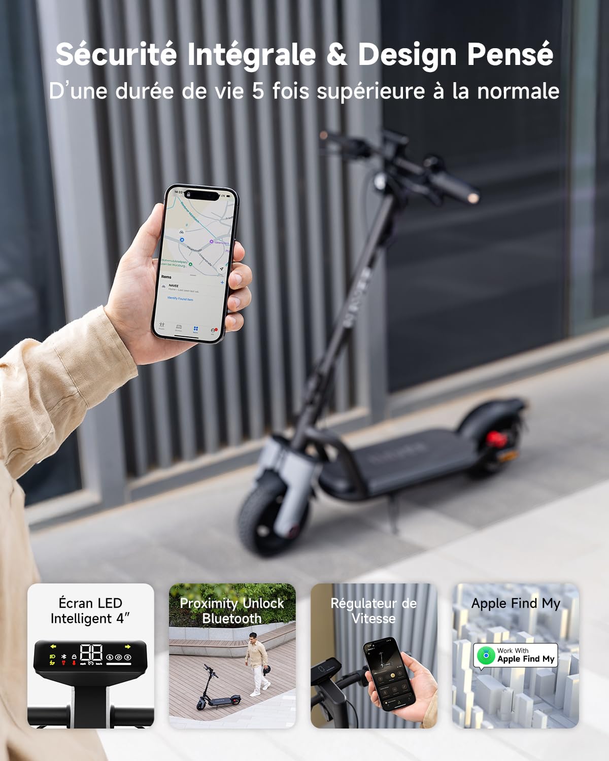 NAVEE N65i II Trottinette Electrique Adulte, 70KM Longue Portée, Moteur 1350W, Trotinette Électrique Pliable, App & Clignotants, Pneus 10,5" Larges, Freins Triples, Charge 150kg, TCS