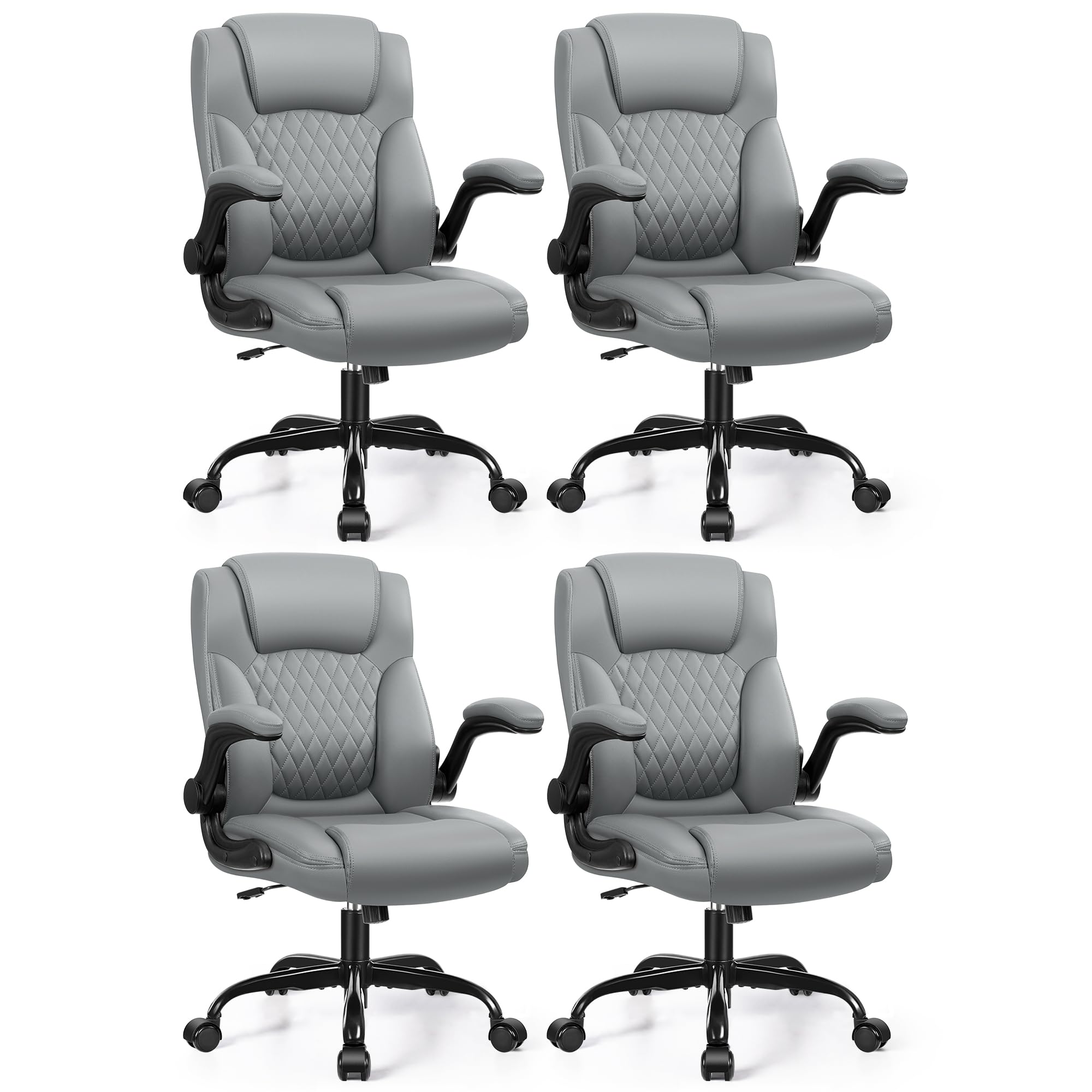 Leather Office Chair, PU Home Computer Desk Chairs with Ergonomic Back Support, 360°Swivel Free，Small Gaming Chair with Wheels and Adjustable Armrests, for Short People Use