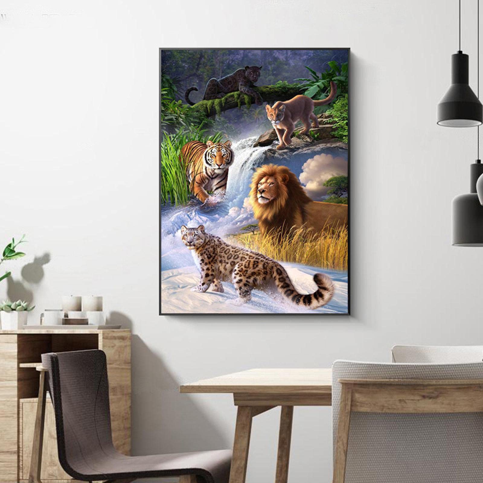 Toile Street Art Tableau Mural Animaux TODOAA - Déco Street Art 80x120cm  Léopard Vert Déco Chambre Moderne, image size:1600x1600