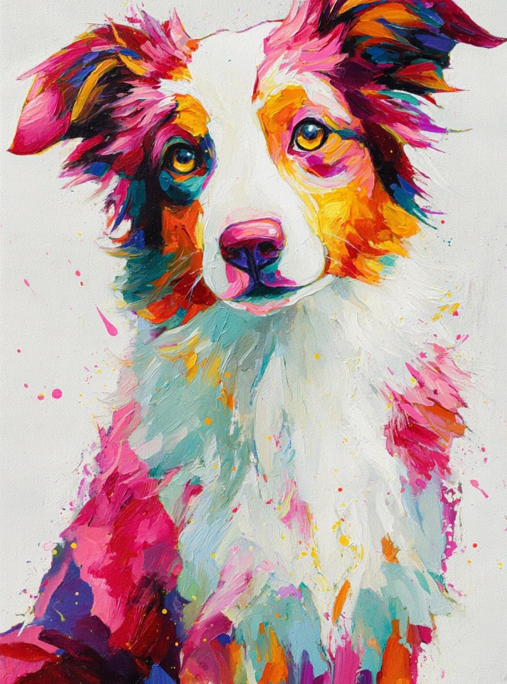 WANGWANGMIAO Paint by Numbers for Adults Beginner,Colorful Dogs Painting by Number Kits On Canvas,DIY Color Oil Painting Acrylic Paints,Home Wall Decor 40x50cm/16x20in，with Frame