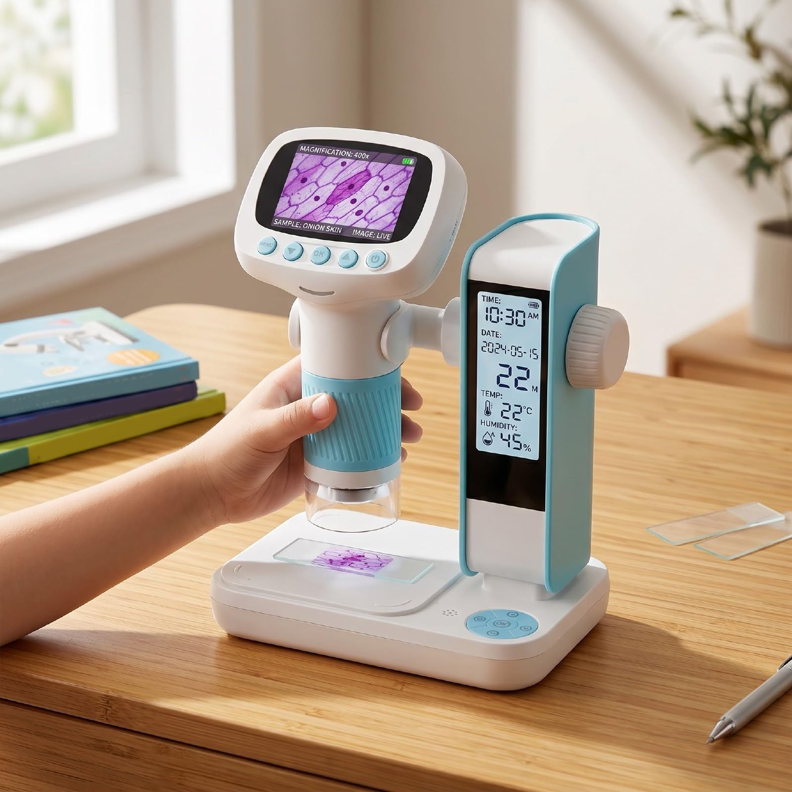 Srliya Microscopio Digitale Portatile 1080P 1000X Telecamera di Ispezione per Microscopio Portatile USB Regolabile con 8 Luci a LED per Bambini Adulti