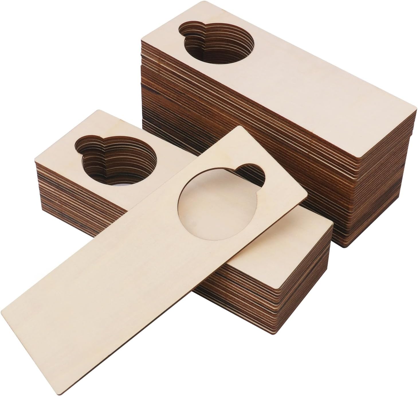 55 Pieces Unfinished Wood Door Knob Hangers, 8.66 x 3.15 Inch Door Knob Signs for Painting, Blank Wooden Door Knob Hangers for DIY Wood Crafts, Office and House Decoration