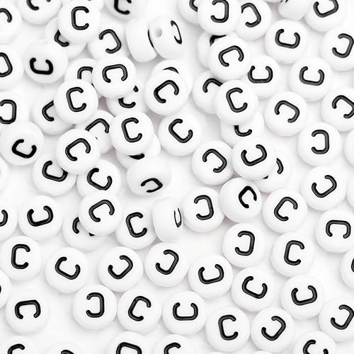 Vista 6 de 500 cuentas acrílicas de letras de 0.236 x 0.157 pulgadas, cuentas del alfabeto para hacer joyas, cuentas de letra C para hacer pulseras, collares