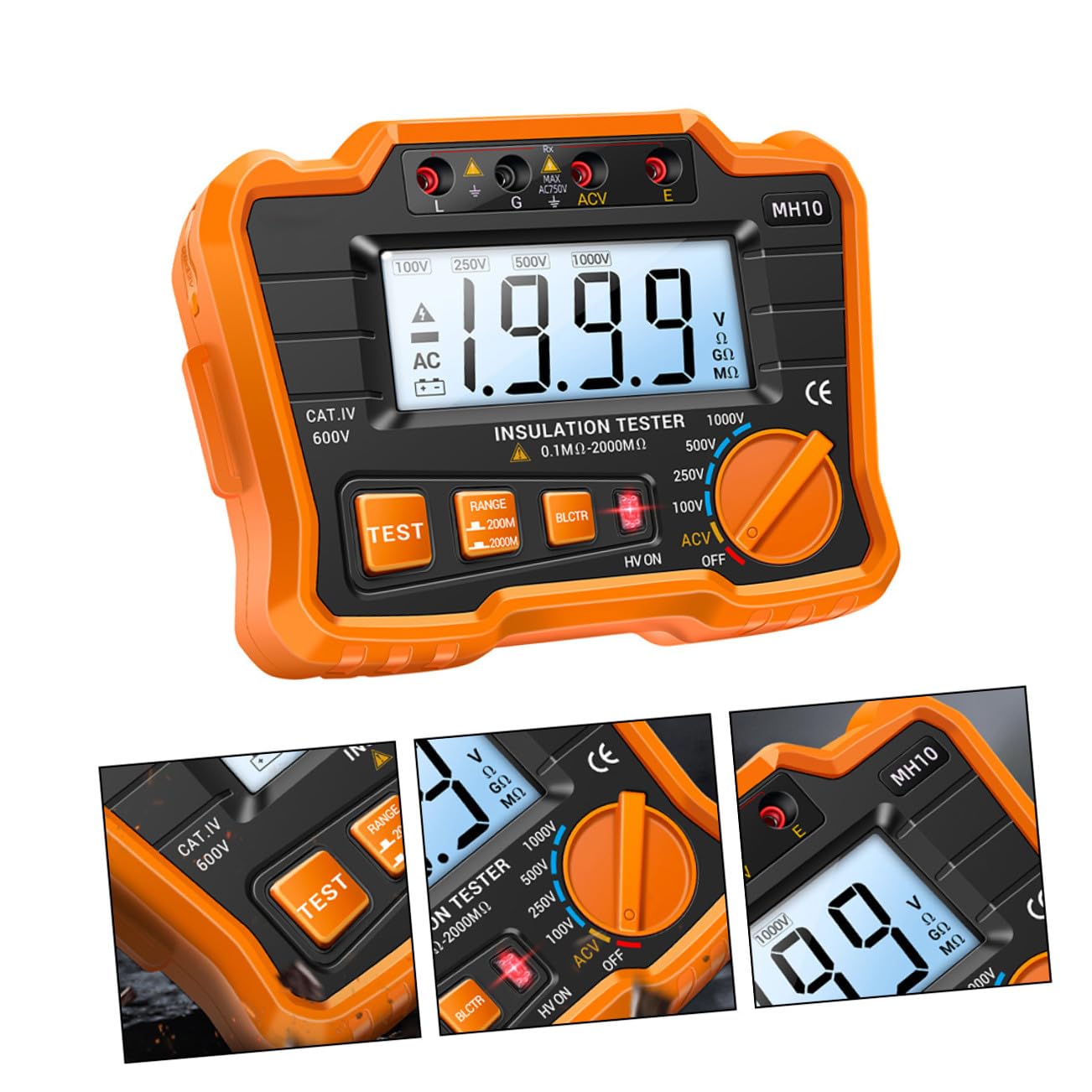 Alipis 1Ensemble Digital Megohmmeter With Backlight Insulation Resistance Tester For Electrical Equipment And Materials