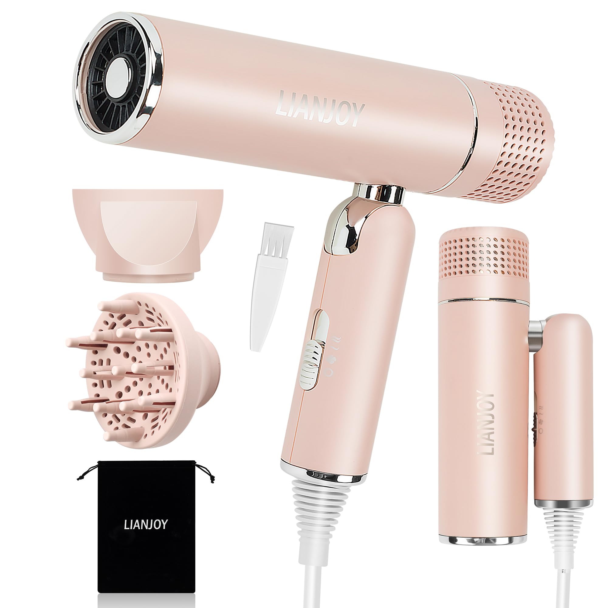 Amazon.com : Foldable Fast Drying Hair Dryer with Diffuser, 1600W