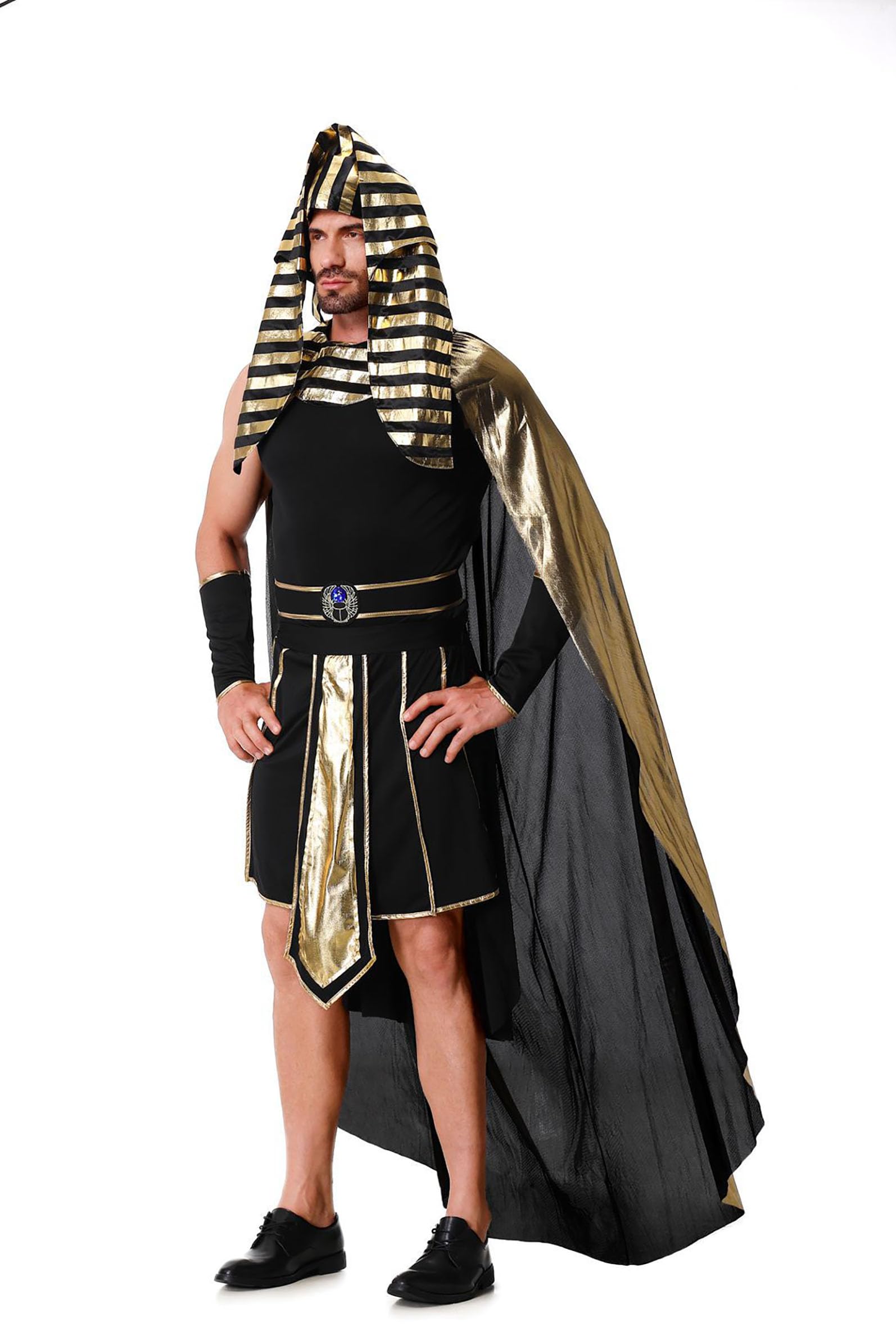 Disfraz de faraón egipcio para hombre, disfraz de egipcio, traje histórico del faraón para Halloween, carnaval