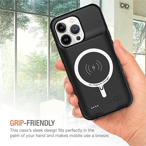 Miniatura 7 de Funda de carga inalámbrica para iPaPortable Batería Recargable Funda de carga inalámbrica Compatible con iPhone 13ay Cargador Case (negro)