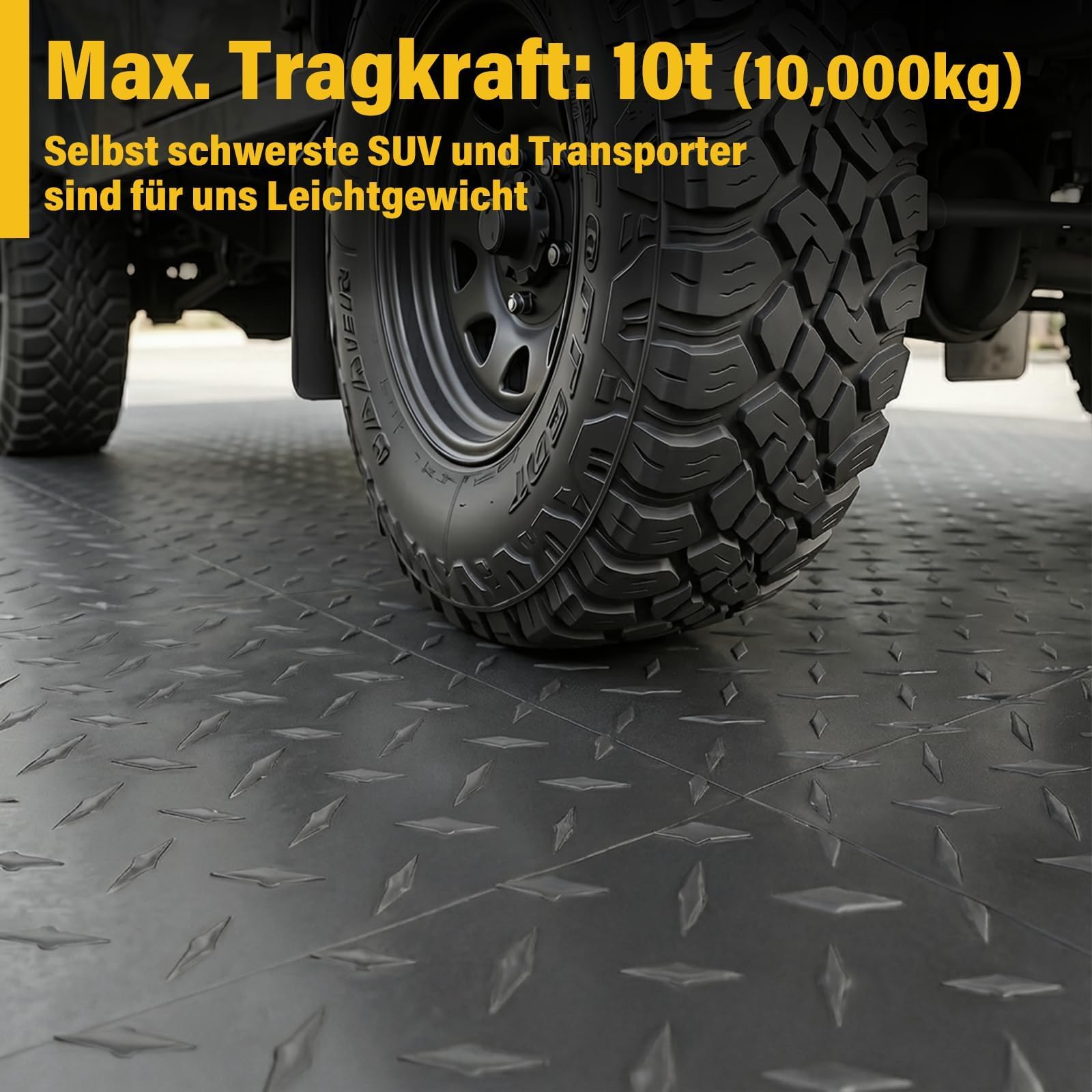 jxgzyy 30 Stück Garagenbodenfliesen, 40x40 cm verzahnte Werkstattboden Klickfliesen, 10.000 kg Tragfähigkeit, rutschfeste DIY Fliesen für Garagen, Kellerräume, Schwarz