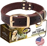 Vista 25 de ADITYNA Collar de cuero resistente para perros extra grandes, collar de cuero rojo suave y fuerte para razas XL