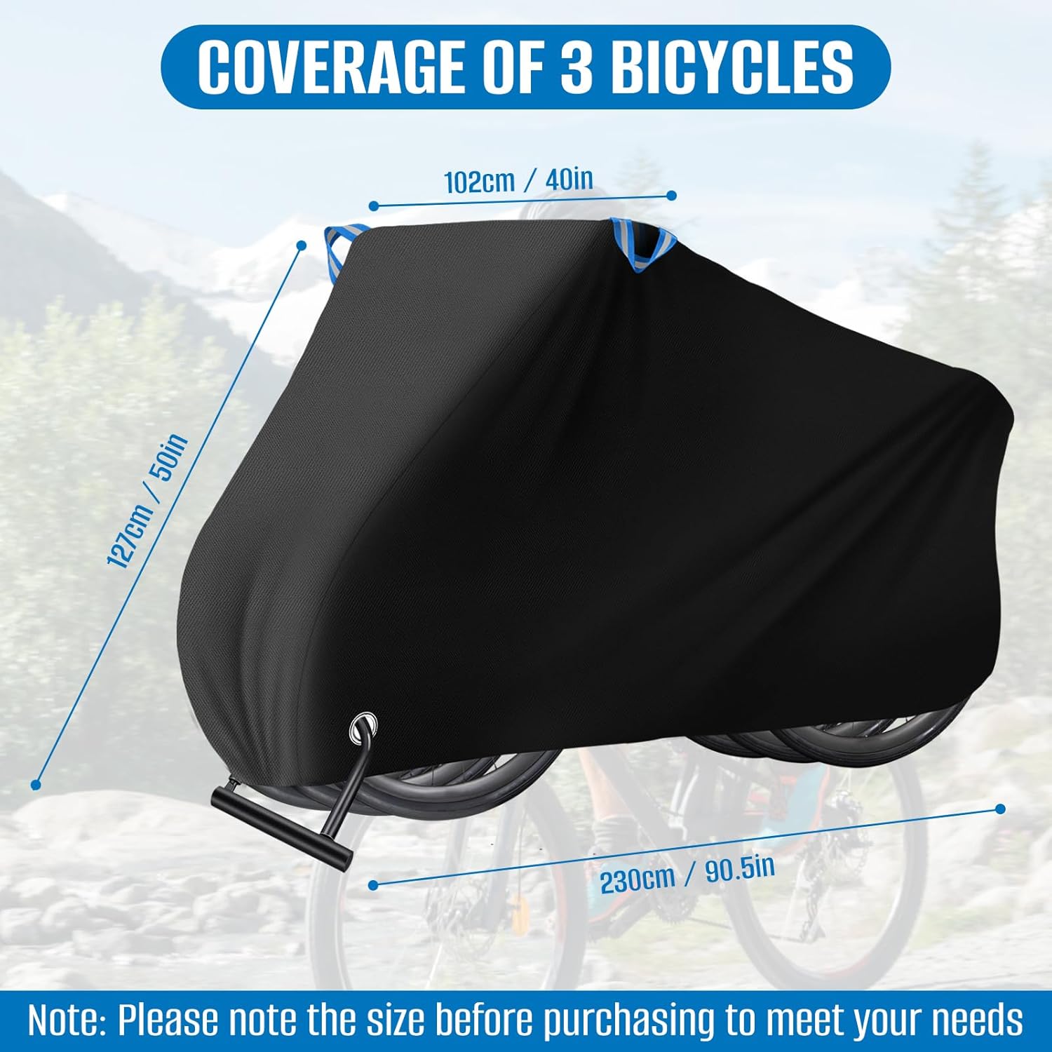 SIRUITON Bike Cover for Transport 3 Bike-Heavy Duty 420D Travel Bike Covers, Outdoor Strong UV Protection & Windproof, Waterproof Bicycle Rack Covers for Car, Truck, RV, SUV.